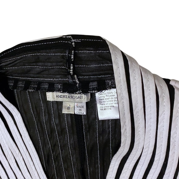 Andrea Rosati Zip Up Black Stretch Mesh Top With White Decorative Stripe Detail - Picture 4 of 4